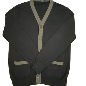 J Crew Mens Dk Blue Cotton Button Up V-Neck Classic Casual Cardigan Sz- M